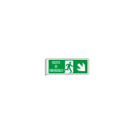 Cartello BIFACCIALE uscita emergenza freccia ds in basso ISO 7010