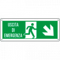 Cartello uscita di emergenza freccia basso dx Uscita Em. EN ISO 7010