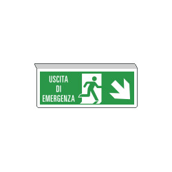 Cartello SOSPESO bifacciale uscita emergenza freccia SE EN ISO 7010