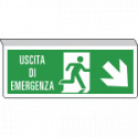 Cartello SOSPESO bifacciale uscita emergenza freccia SE EN ISO 7010