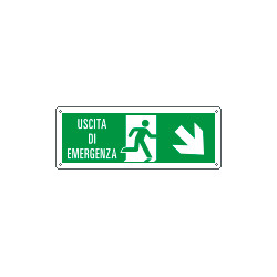 Etichetta uscita di emergenza freccia basso dx Uscita Em. EN ISO 7010