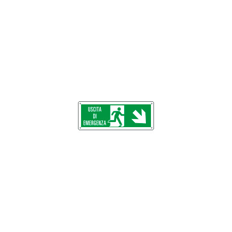 Cartello uscita di emergenza freccia basso dx Uscita Em. EN ISO 7010