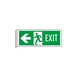 Cartello BIFACCIALE uscita di emergenza freccia sx EXIT EN ISO 7010