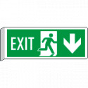 Cartello BIFACCIALE uscita emergenza EXIT freccia indietro EN ISO 7010