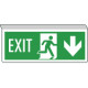 Cartello exit sospeso bifacciale freccia indietro EN ISO 7010