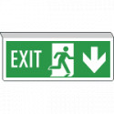 Cartello exit sospeso bifacciale freccia indietro EN ISO 7010