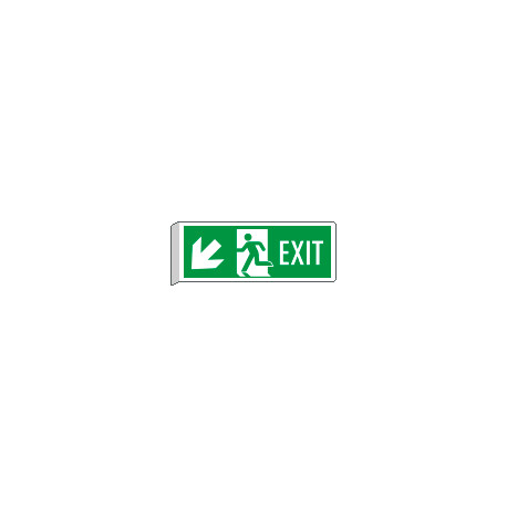 Cartello BIFACCIALE uscita emergenza EXIT freccia basso sx EN ISO 7010