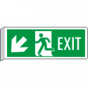 Cartello BIFACCIALE uscita emergenza EXIT freccia basso sx EN ISO 7010