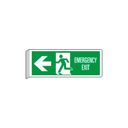 Cartello BIFACCIALE Emergency Exit freccia a sinistra EN ISO 7010