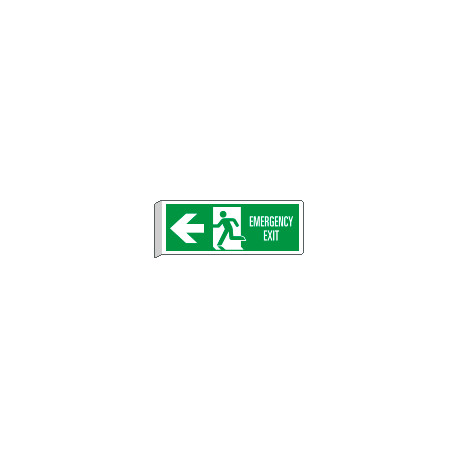 Cartello BIFACCIALE Emergency Exit freccia a sinistra EN ISO 7010