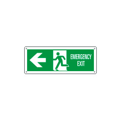 Etichetta uscita di emergenza freccia sinistra Emerg. EXIT EN ISO 7010