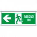 Etichetta uscita di emergenza freccia sinistra Emerg. EXIT EN ISO 7010