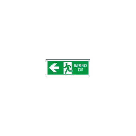 Cartello uscita di emergenza freccia sinistra Emerg. EXIT EN ISO 7010