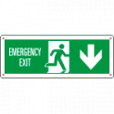 Cartello uscita di emergenza freccia indietro Uscita Em. EN ISO 7010
