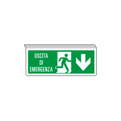 Cartello uscita emergenza freccia indietro e scritta SOSPESA EN ISO