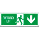 Cartello uscita di emergenza freccia indietro Emerg. EXIT EN ISO 7010