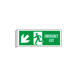 Cartello BIFACCIALE Emergency Exit freccia in basso sn EN ISO 7010