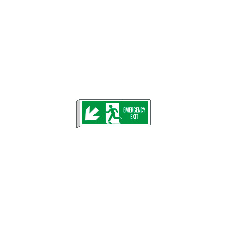Cartello BIFACCIALE Emergency Exit freccia in basso sn EN ISO 7010