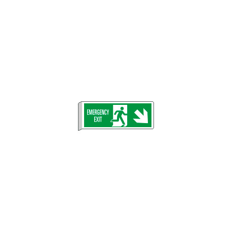 Cartello BIFACCIALE Emergency Exit freccia in basso a dx EN ISO 7010