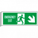 Cartello BIFACCIALE Emergency Exit freccia in basso a dx EN ISO 7010