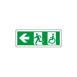 Cartello uscita di emergenza disabili freccia a sinistra EN ISO 7010