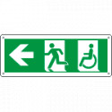 Cartello uscita di emergenza disabili freccia a sinistra EN ISO 7010