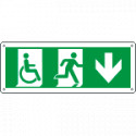 Cartello uscita di emergenza disabili con freccia indietro EN ISO 7010