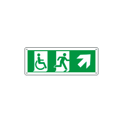 Cartello uscita di emergenza disabili freccia in alto a dx. EN ISO 7010