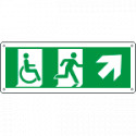 Cartello uscita di emergenza disabili freccia in alto a dx. EN ISO 7010