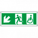 Cartello uscita di emergenza disabili freccia in basso a sx. ENISO7010