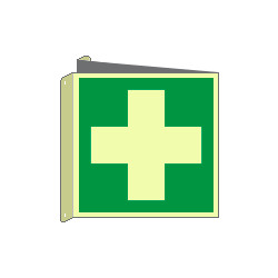 Cartello bifacciale luminescente DIN PLUS pronto soccorso EN ISO 7010