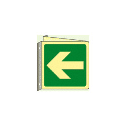 Cartello bifacciale luminescente Din PLus freccia direzione emergenza
