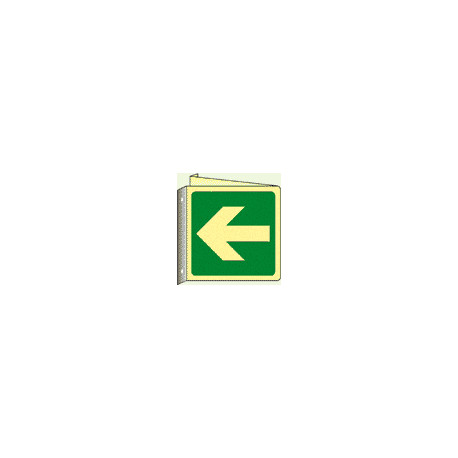 Cartello bifacciale luminescente Din PLus freccia direzione emergenza