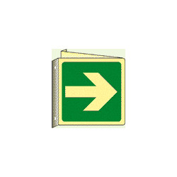 Cartello bifacciale luminescente Din PLus freccia direzione emergenza