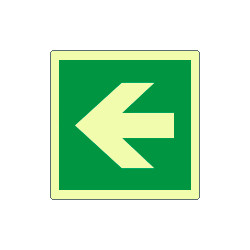 Cartello emergenza freccia a sinistra solo simbolo EN ISO 7010