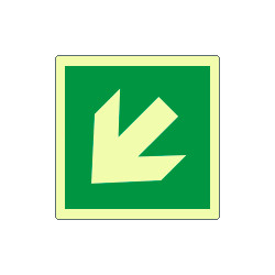 Adesivo luminescente freccia diagonale direzionale EN ISO 7010