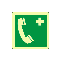Cartello telefono di emergenza solo simbolo EN ISO 7010 luminescente