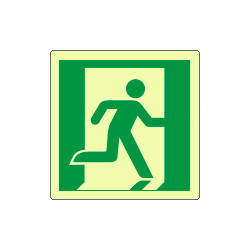 Cartello lum. PVC uscita di emergenza a ds solo simbolo EN ISO 7010