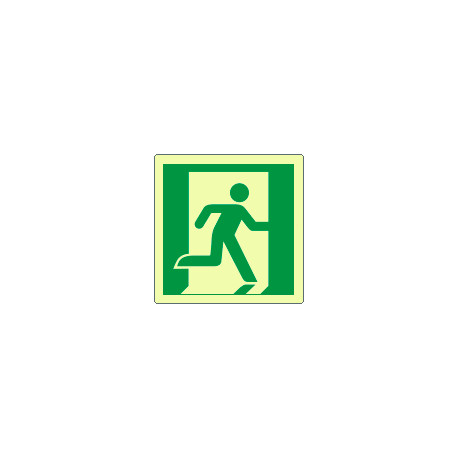 Cartello lum. PVC uscita di emergenza a ds solo simbolo EN ISO 7010