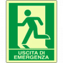 Cartello allum. luminescente uscita di emergenza sinistra EN ISO 7010