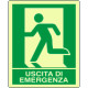 Cartello allum. luminescente uscita di emergenza sinistra EN ISO 7010