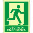 Cartello allum. luminescente uscita di emergenza destra EN ISO 7010