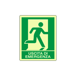 Cartello luminescente uscita di emergenza destra EN ISO 7010