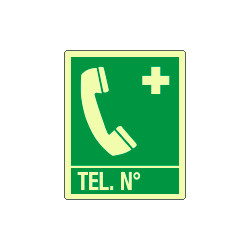 Cartello PVC luminescente telefono di emergenza EN ISO 7010