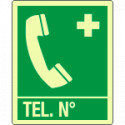 Cartello PVC luminescente telefono di emergenza EN ISO 7010