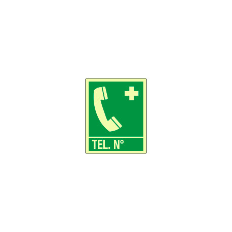 Cartello PVC luminescente telefono di emergenza EN ISO 7010