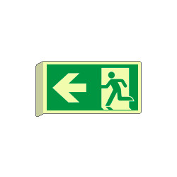 Cartello bifacciale fotoluminescente uscita emergenza sx