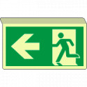 Cartello SOSPESO bifacciale luminescente uscita emerg. SX EN ISO 7010