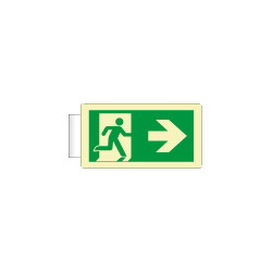 Cartello luminescente DIN PLUS Bifacciale uscita di emergenza dx