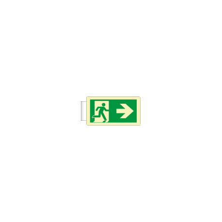 Cartello luminescente DIN PLUS Bifacciale uscita di emergenza dx